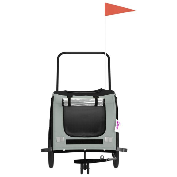 vidaXL Pet Bike Trailer Grey and Black Oxford Fabric and Iron