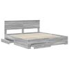 vidaXL Bed Frame with Drawer Grey Sonoma 200 x 200 cm Engineered Wood