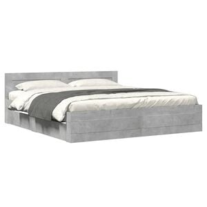 vidaXL Bed Frame with Headboard Concrete Grey 200x200 cm