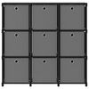 vidaXL 9-Cube Display Shelf with Boxes Black 103x30x107.5 cm Fabric