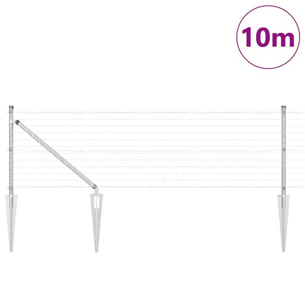vidaXL Fence with Post Silver 0.4 x 10 m Steel