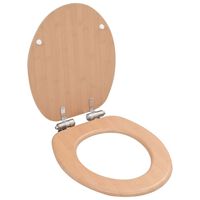 vidaXL WC Toilet Seat with Soft Close Lid MDF Bamboo Design