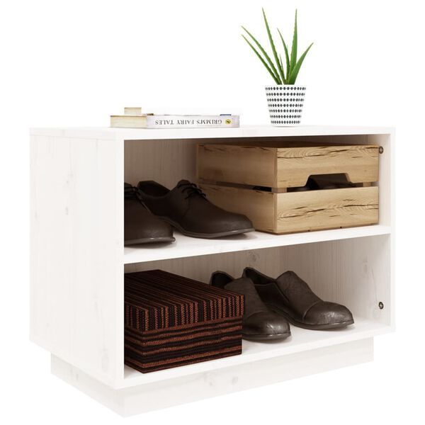 vidaXL Shoe Cabinet White 60x34x45 cm Solid Wood Pine