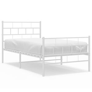 vidaXL Metal Bed Frame without Mattress with Footboard White 107x203cm