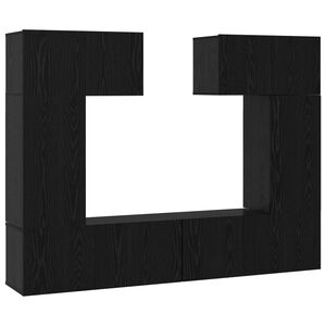 vidaXL TV Cabinet Set Wall-mounted 6 pcs Black Oak Engineered Wood