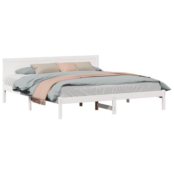 vidaXL Bed Frame White 200 x 200 cm Solid Pine wood