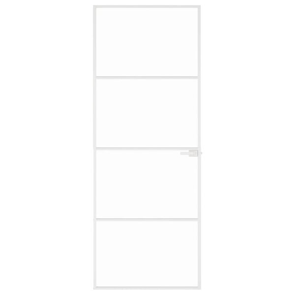 vidaXL Interior Door White 76x201.5 cm Tempered Glass&Aluminium Slim
