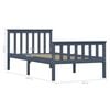 vidaXL Bed Frame without Mattress Grey Solid Pinewood 100x200 cm