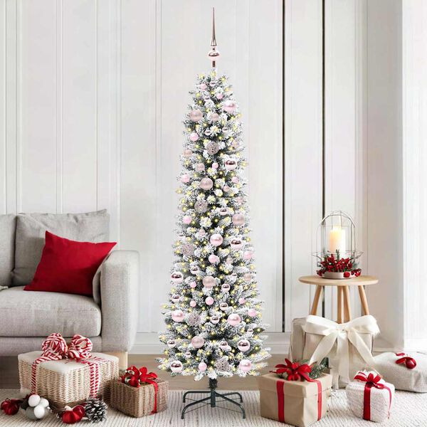 vidaXL Artificial Christmas Tree with 300 LEDs with Stand White 180 cm