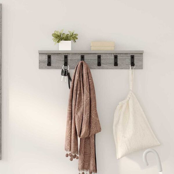 vidaXL Wall-Mounted Coat Rack Grey Sonoma 60 x 10.5 x 10.5 cm