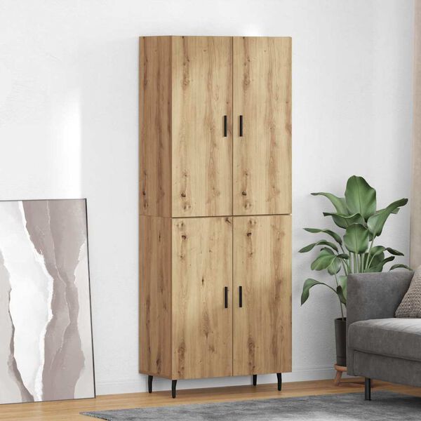 vidaXL Highboard 2 pcs Artisan Oak Engineered Wood and Glass