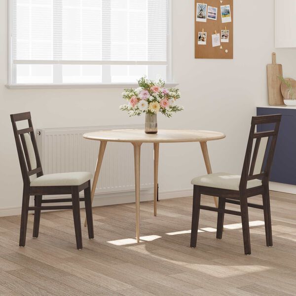 vidaXL Dining Chair 2 pcs Light Brown and Light Solid Rubber Wood