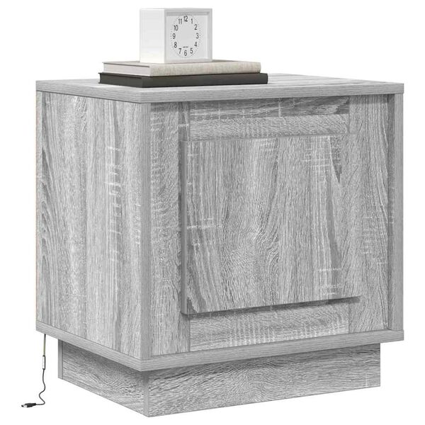 vidaXL Bedside Cabinet Grey 44 x 34.5 x 45 cm Engineered Wood
