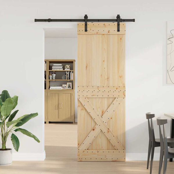 vidaXL Sliding Door with Hardware Set 80x210 cm Solid Wood Pine