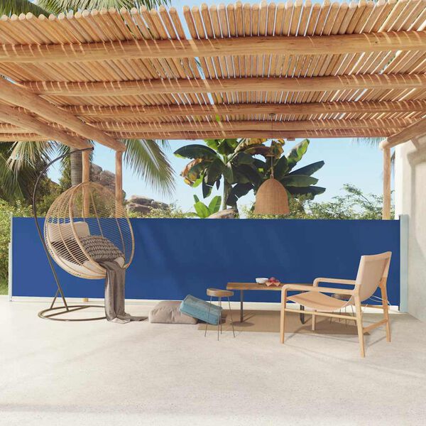 vidaXL Patio Retractable Side Awning 117x600 cm Blue
