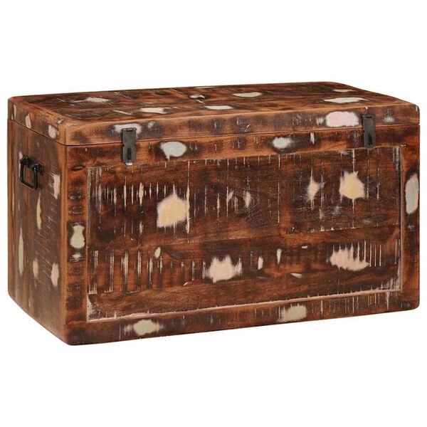 vidaXL Storage Box with Storage with Lock Brown Solid Mango Wood
