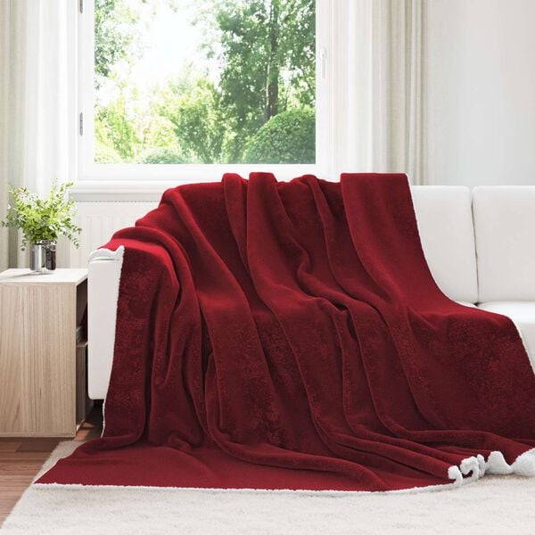 vidaXL Throw Blanket Bordeaux Red 240 x 270 cm Fleece