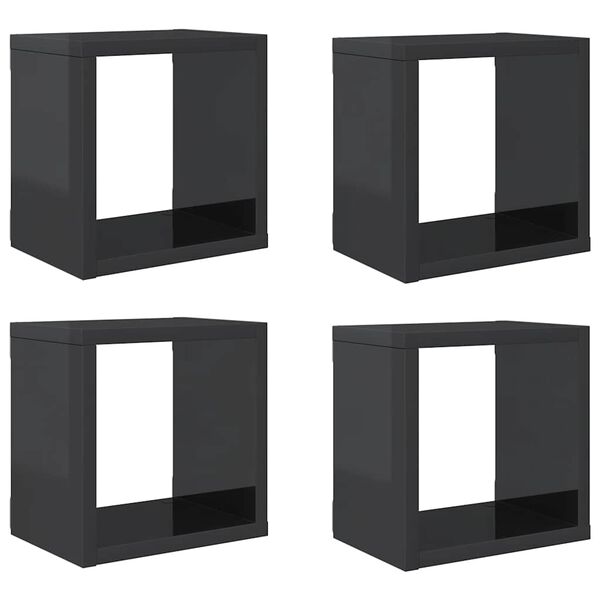 vidaXL Wall Cube Shelves 4 pcs High Gloss Grey 22x15x22 cm