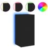 vidaXL TV Wall Cabinet with LED Lights Black 40.5x35x80 cm