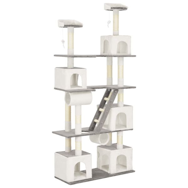 vidaXL Cat Tree with Sisal Scratching Posts White 225 cm