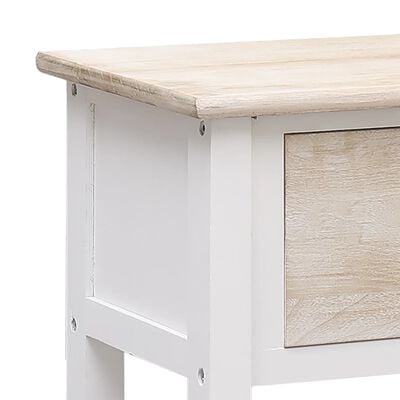 vidaXL Sideboard White and Brown 108x30x76 cm Solid Wood Paulownia