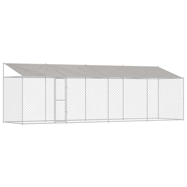 vidaXL Dog Cage with Roof Silver 800 x 200 x 258 cm Steel and PE