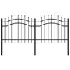 vidaXL Garden Fence with Spear Top Black 240x100 cm Powder-coated Steel