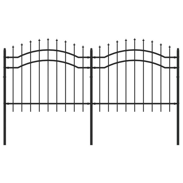 vidaXL Garden Fence with Spear Top Black 240x100 cm Powder-coated Steel