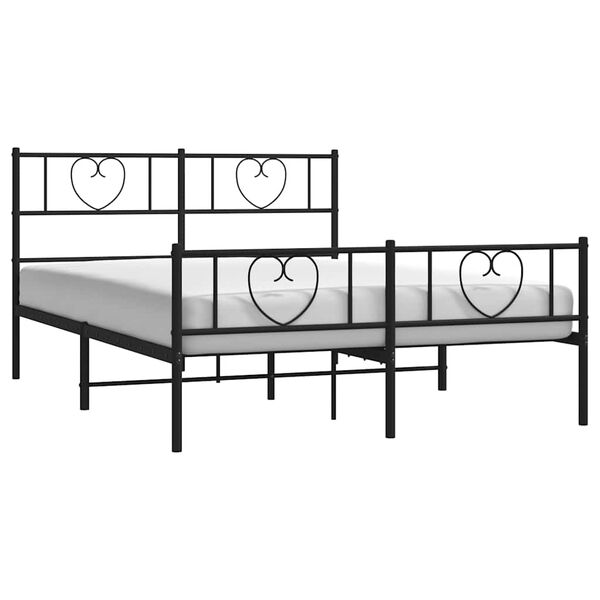 vidaXL Metal Bed Frame without Mattress with Footboard Black 135x190cm