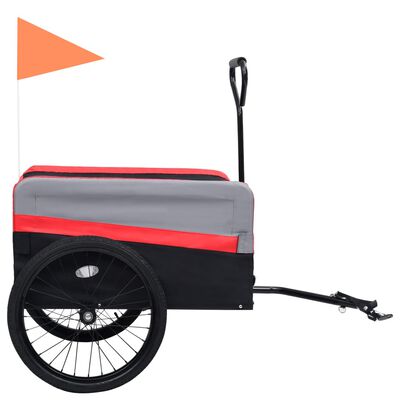 vidaXL 2-in-1 XXL Pet Bike Trailer & Trolley Red Grey and Black