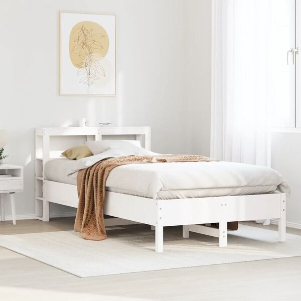 vidaXL Bed Frame without Mattress White 120x190 cm Small Double Solid Wood Pine