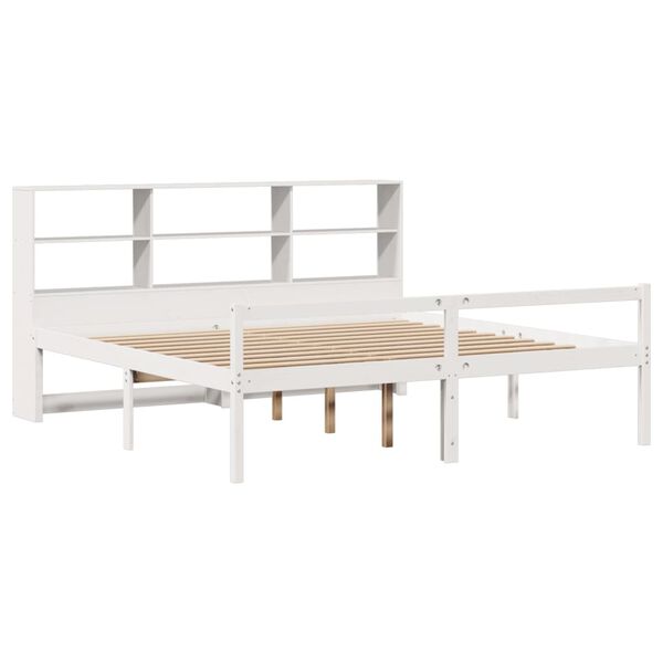 vidaXL Bookcase Bed without Mattress White 180x200 cm Super King Solid Wood Pine