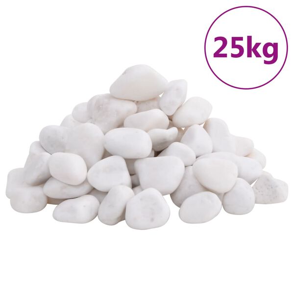 vidaXL Polished Pebbles 25 kg White 2-5 cm