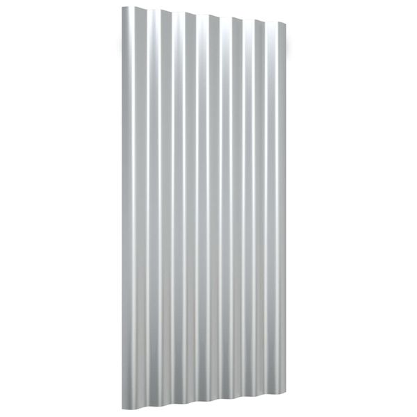 vidaXL Roof Panels 12 pcs Galvanised Steel Silver 80x36 cm