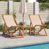 vidaXL Folding Beach Chair Beige Solid Wood Eucalyptus and Fabric