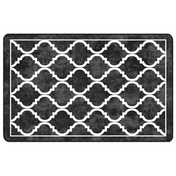 vidaXL Rug Washable Black and White 190x300 cm