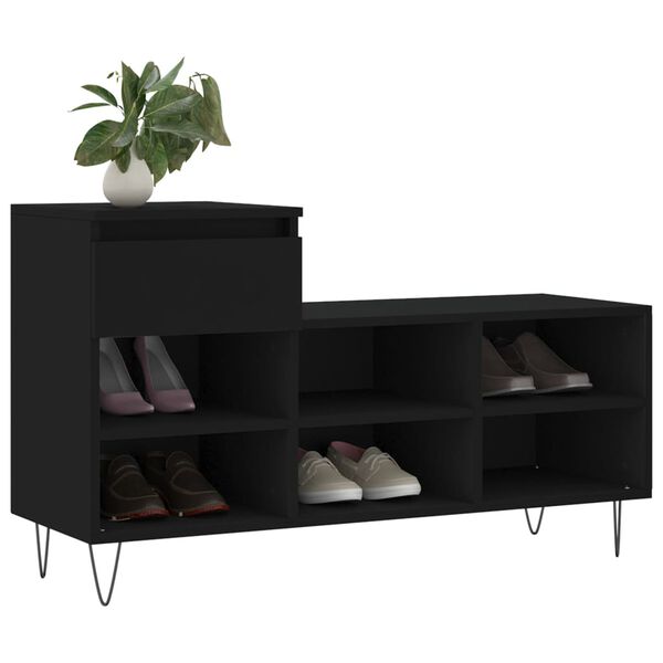 vidaXL Shoe Cabinet Black 102x36x60 cm Engineered Wood