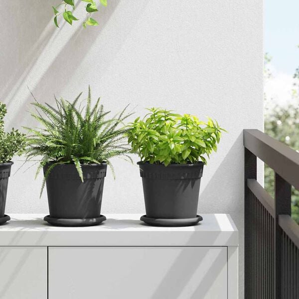 vidaXL Plant Pots 6 pcs Black &Oslash; 17 x 14 cm Plastic
