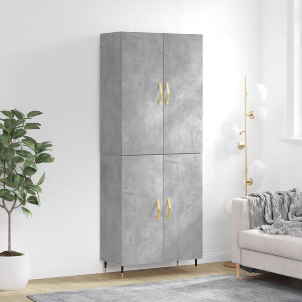 vidaXL Highboard Concrete Grey 69.5x34x180 cm Engineered Wood