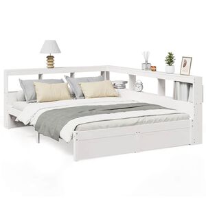 vidaXL Bookcase Bed without Mattress White 140x200 cm Solid Wood Pine