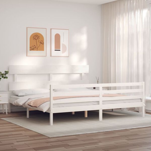 vidaXL Bed Frame without Mattress White 200x200 cm Solid Wood