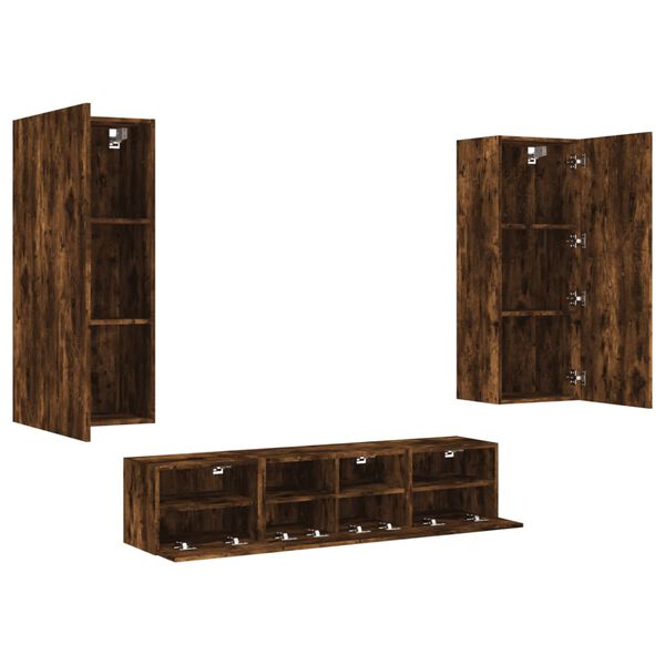 vidaXL 5 Piece TV Wall Units Smoked Oak Engineered Wood