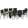 vidaXL Garden Dining Set 9 pcs Black Poly Rattan