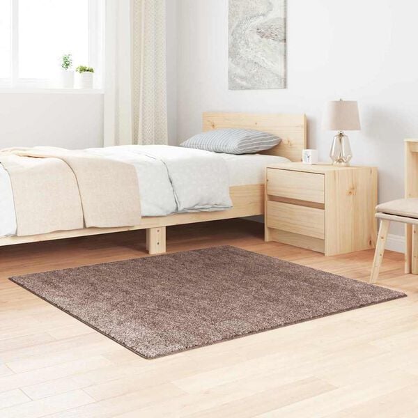 vidaXL Anti-slip Shaggy Rug Brown 120 x 120 cm PP