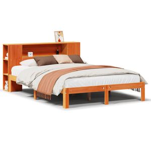 vidaXL Bookcase Bed without Mattress Wax Brown 140x200cm Solid Wood Pine