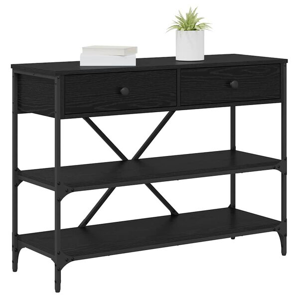 vidaXL Console Table with Drawer Black Oak 100 x 34.5 x 75 cm Wood