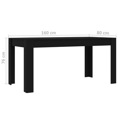 vidaXL Dining Table Black 160x80x76 cm Engineered Wood