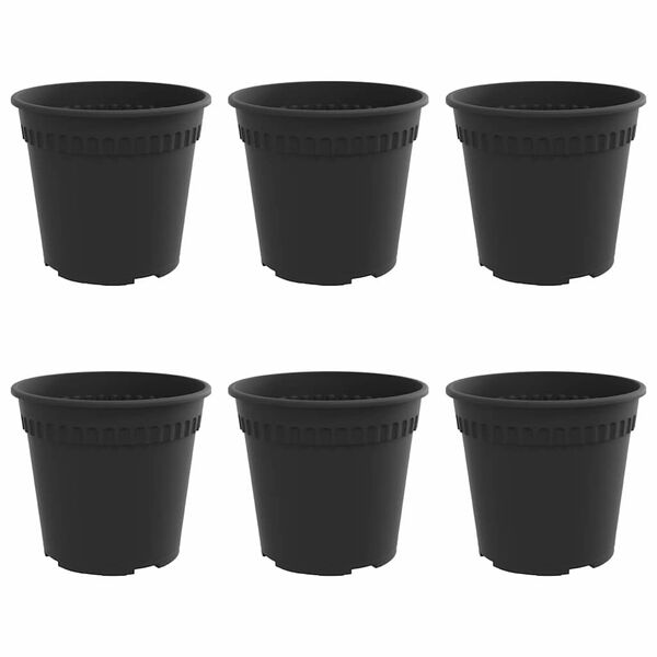 vidaXL Round Flower Pot 6 pcs Black &Oslash; 17 x 14 cm Plastic