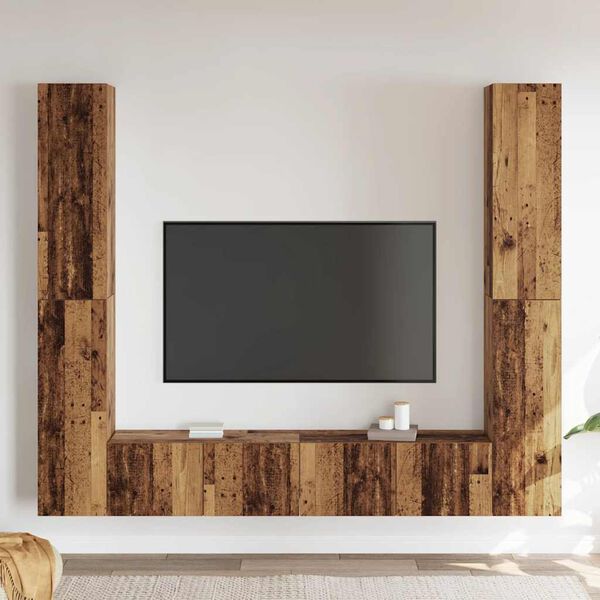 vidaXL Wall Mounted TV cabinets 6 pcs Old Wood Engineered Wood