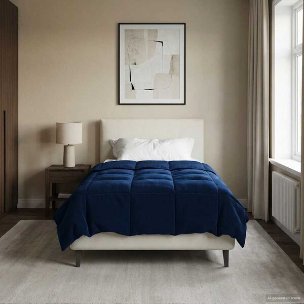 vidaXL Full Year Duvet Quilted Dark Blue 155 x 220 cm Microfiber